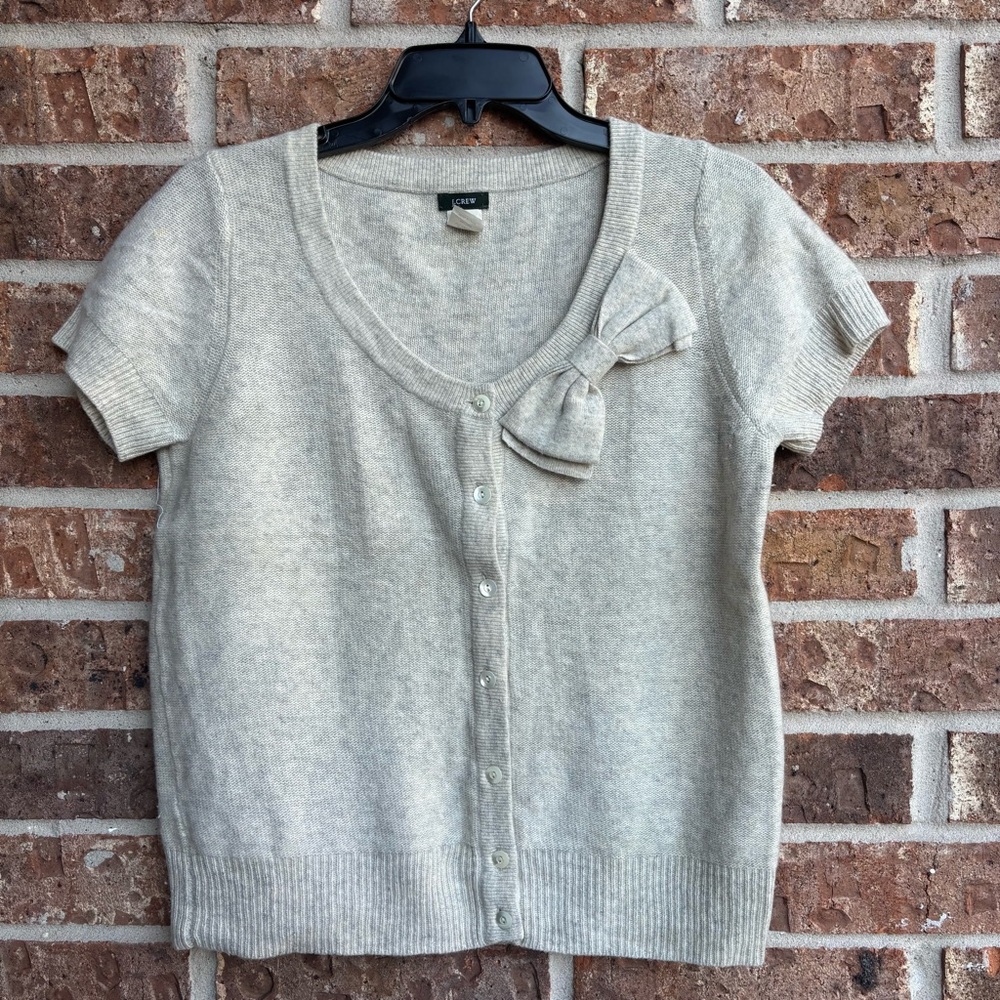 J. Crew Cream Wool and cashmere Blend Sweater coquette bow